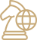 icon of knight chess piece with globe